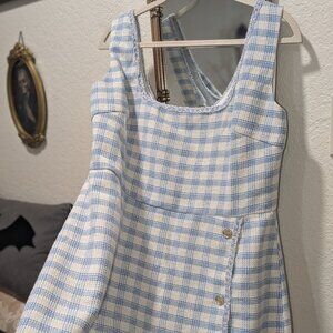 Francesca's Paula Square Neck Tweed Mini Dress